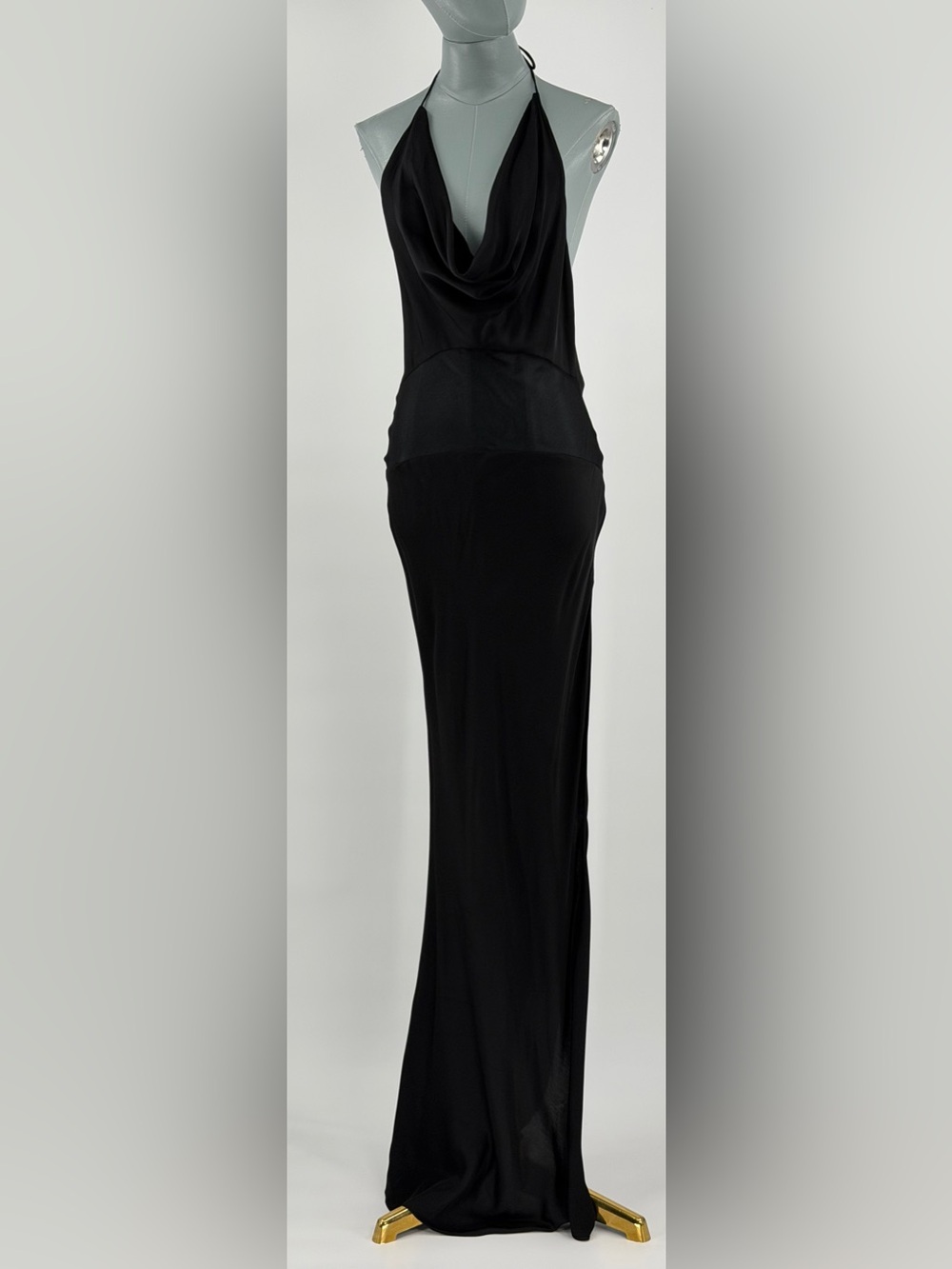 🆕 RAT & BOA 🧿 NWOT Orchid Cowl Neck Maxi Dress, Black w Sheer Panel - Sz XS - Picture 3 of 14